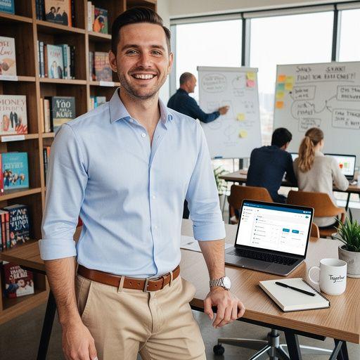 Fiatal pár közösen nézi át a háztartási költségvetést egy laptop előtt otthon, jegyzetfüzet és pénzügyi könyvek társaságában.