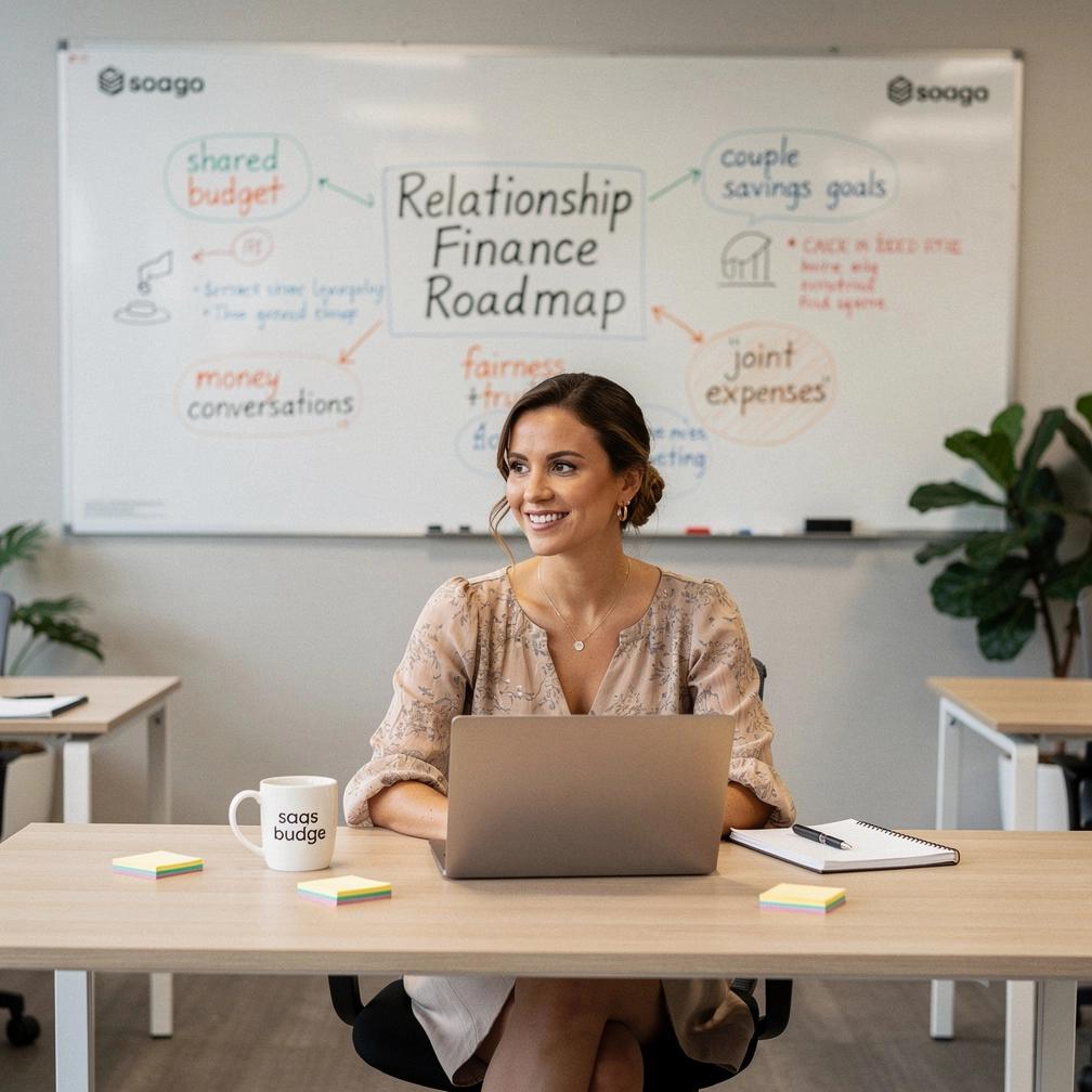 Közeli kép egy pár kezéről, akik együtt írják fel a pénzügyi célokat egy naplóba, körülöttük bankkártyák és pénzérmék.